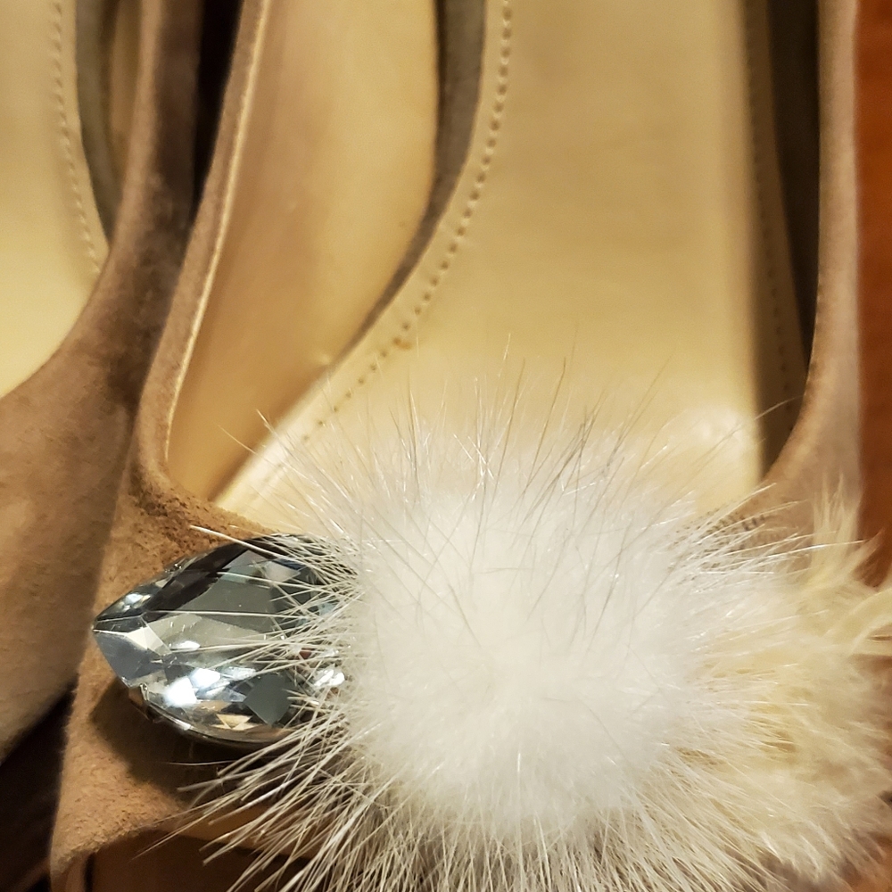 Suede Rhinestone Pumps - Picture 5 of 7